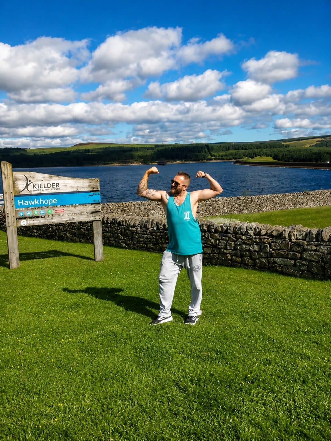 Wayne at Kielder Water, back training outdoors after his recovery